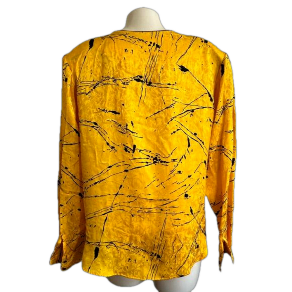 FLORA KUNG ll NY Vintage 80’s 100% silk abstract blouse sz 10